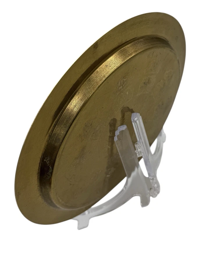 "Bandeja de caligrafía islámica de latón grabada a mano de colección 10"" egipcia siria" Foto 4 de 4