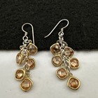 Vintage Amber Crystal Bezel Set Dangle Earrings Pierced — photo 2