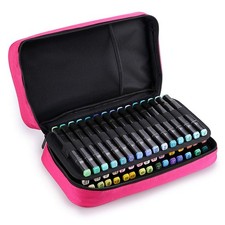 BTSKY Art Marker Carrying Case Lipstick Organizer-60 Slots Canvas Zippered Ma...