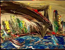 BROOKLYN     stretched  PAINTING CANVAS ART CONTEMPORARY HU90RTHRT