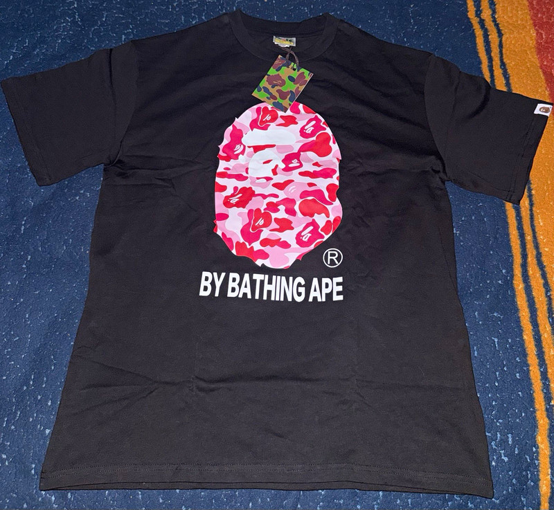 A Bathing Ape BAPE Men’s Black Graphic Print Logo Crew Neck T-Shirt Size L