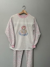 Vintage Carter's Teddy Bear Pajama Set Size 14 Girls Pink  White Floral Footie