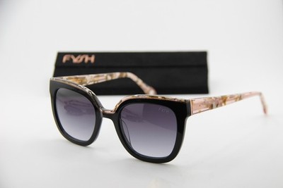 NEW FYSH 2131 S400 BLACK BROWN WHITE GLITTER AUTHENTIC SUNGLASSES 49-22