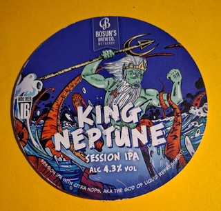 BOSUN'S brewery KING NEPTUNE cask real ale beer pump clip badge front Yorkshire