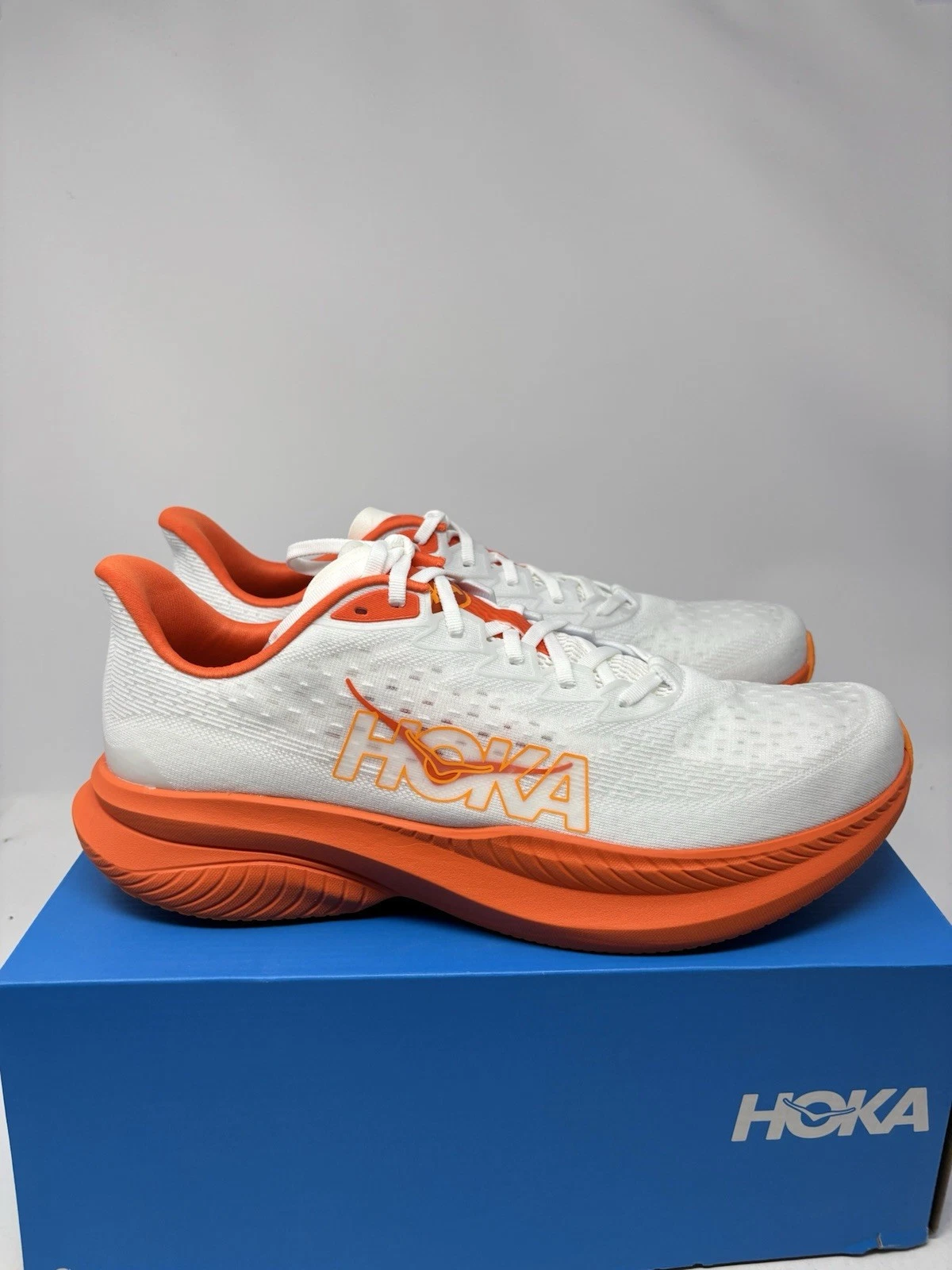 Hoka One One Mach 6 1147790/FLV Frost Lava White Orange Running Shoe Men's Size