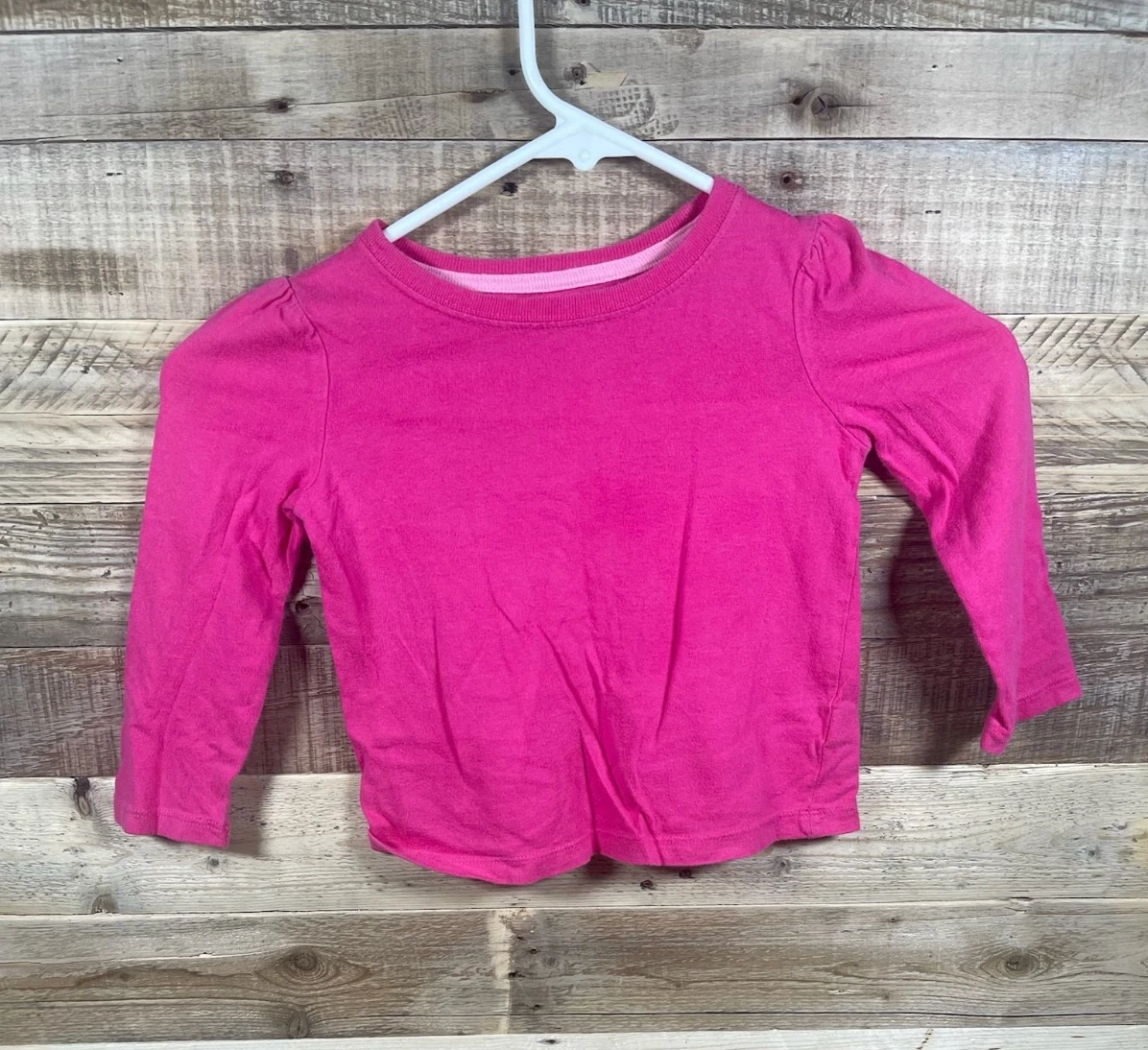 Jumping Beans Girls (3T) Solid Pink Shirt Kids Long Sleeve Tee Cotton Casual Top