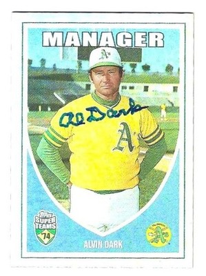 Signed AL DARK Oakland A's 2002 Topps Super Teams Card #117 w/COA
