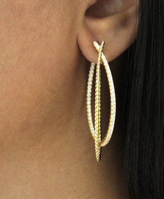 Gabriel & Co Twisted Diamond Creolen Oval Ohrringe