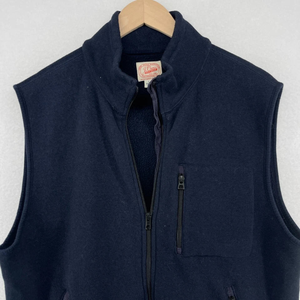 J.CREW Vest Mens L Sherpa Sweater Fleece Lined Full Zip Mock Neck Jacket Blue - Image 3 of 4