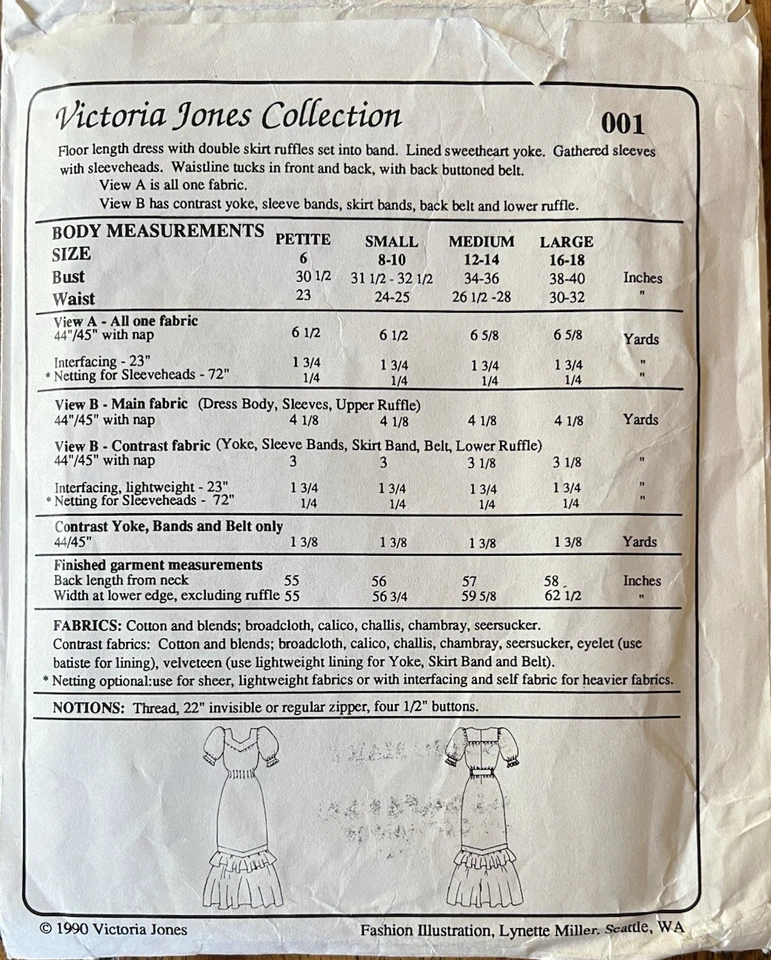 Victoria Jones Collection 001 Hawaiian Muumuu Dress sewing pattern 6 - 18 UNCUT - Image 2 of 2