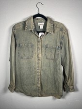 Denim Button down Shirt with faded light wash 21
