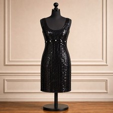 Niteline Vintage Sequin Cutout Mini Dress Black Prom Party Small