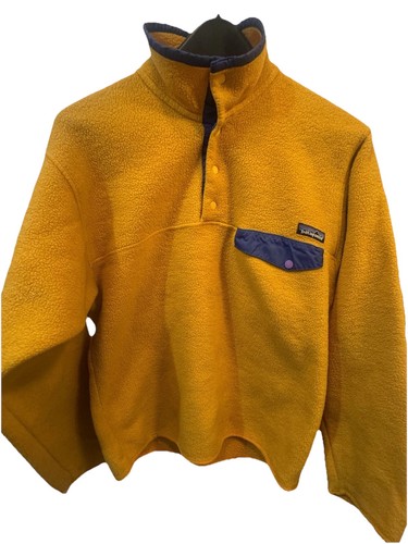 Vintage Patagonia Synchilla Snap-T Pullover Fleece Jacket Mens S Yellow & Blue