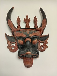 Hand Carved Wooden Himalayan Buffalo Mask Wall Art