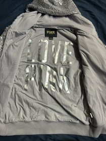 Victorias Secret PINK Limited Edition Faux Fur Foil Leopard Print Hoodie Size sm