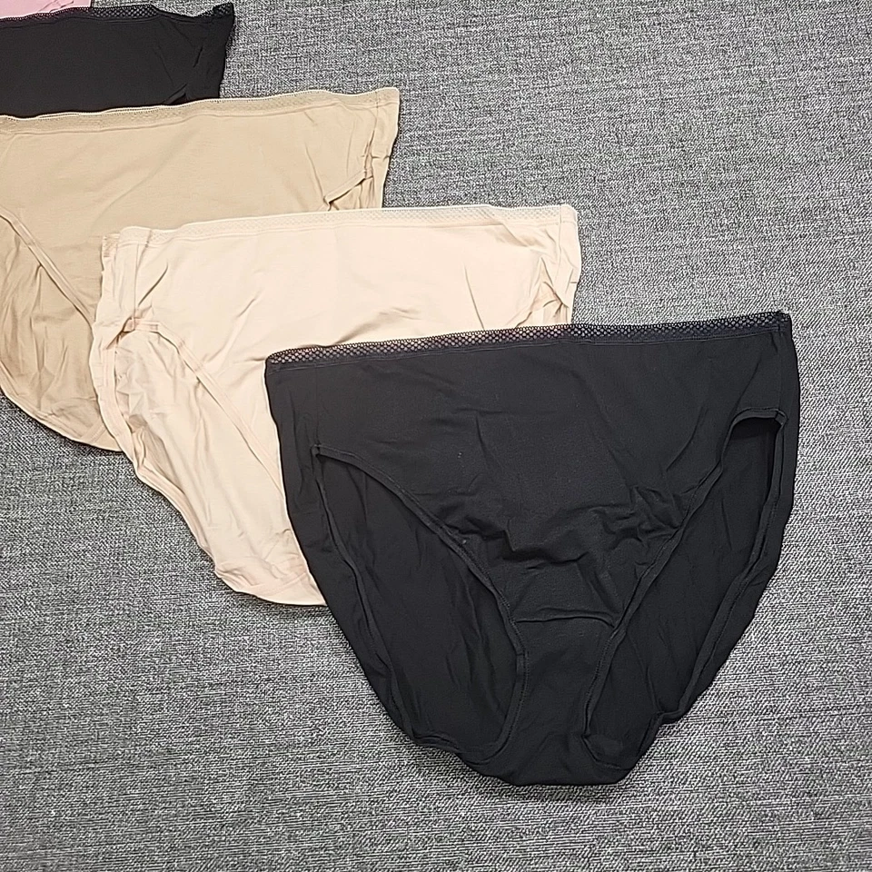 Felina 女士 6 件套皮马棉高帮内裤蕾丝装饰 X-大号内衣 — 第 2/4 张图片