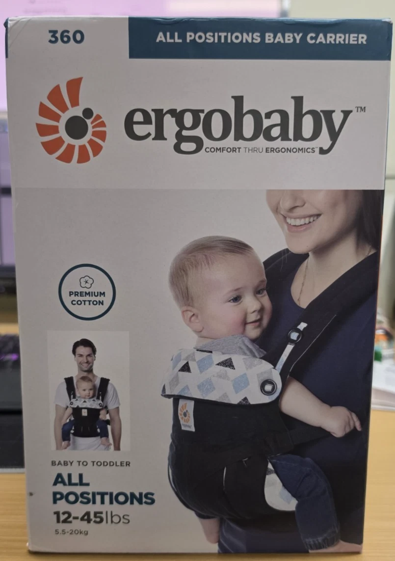 Ergobaby 360 All Positions Baby Carrier 12-45 Pounds Triple Triangles Color New