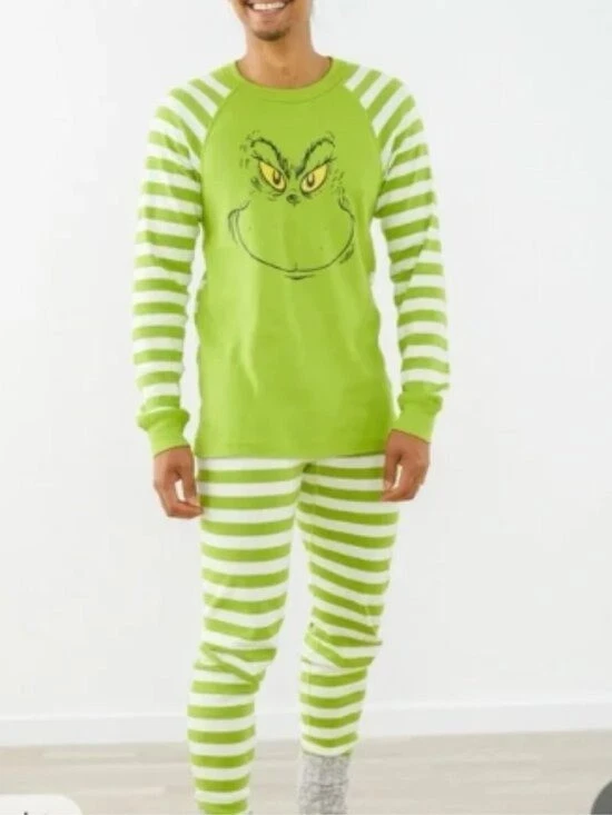 Hanna Andersson Adult Size XL Dr. Seuss Grinch Long John Pajama Set Cotton