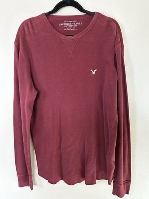 American Eagle Long Sleeve Shirt Maroon 100% Cotton Men's XLT