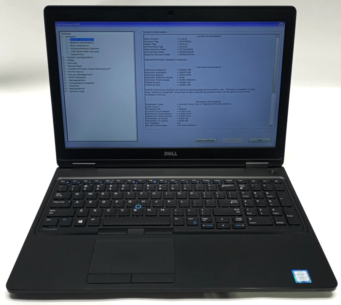 Dell Intel Core i7 7th Gen. 32 GB RAM PC Laptops & Netbooks for