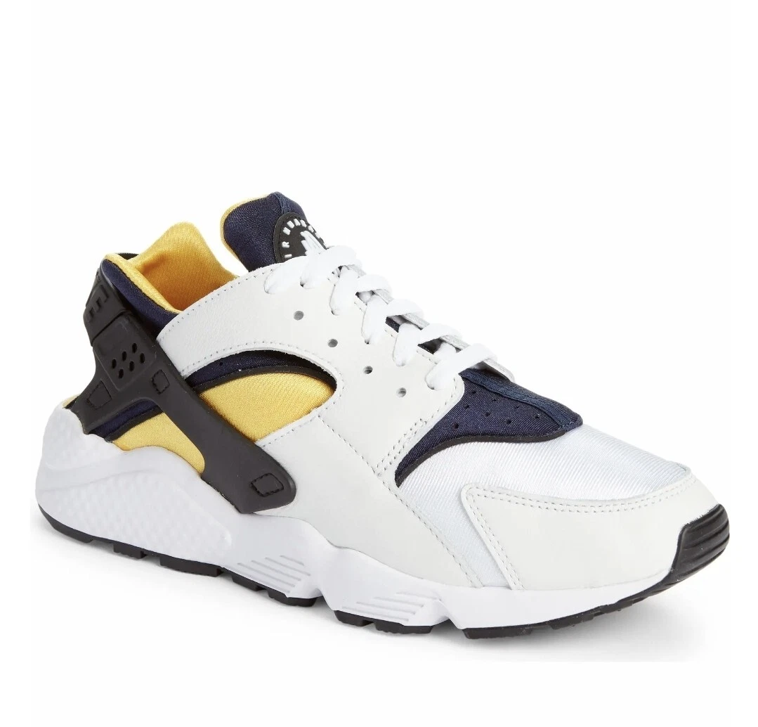 Size - Nike Air Huarache Men Sneaker White/Maize/Midnight Navy Blue/Black | eBay