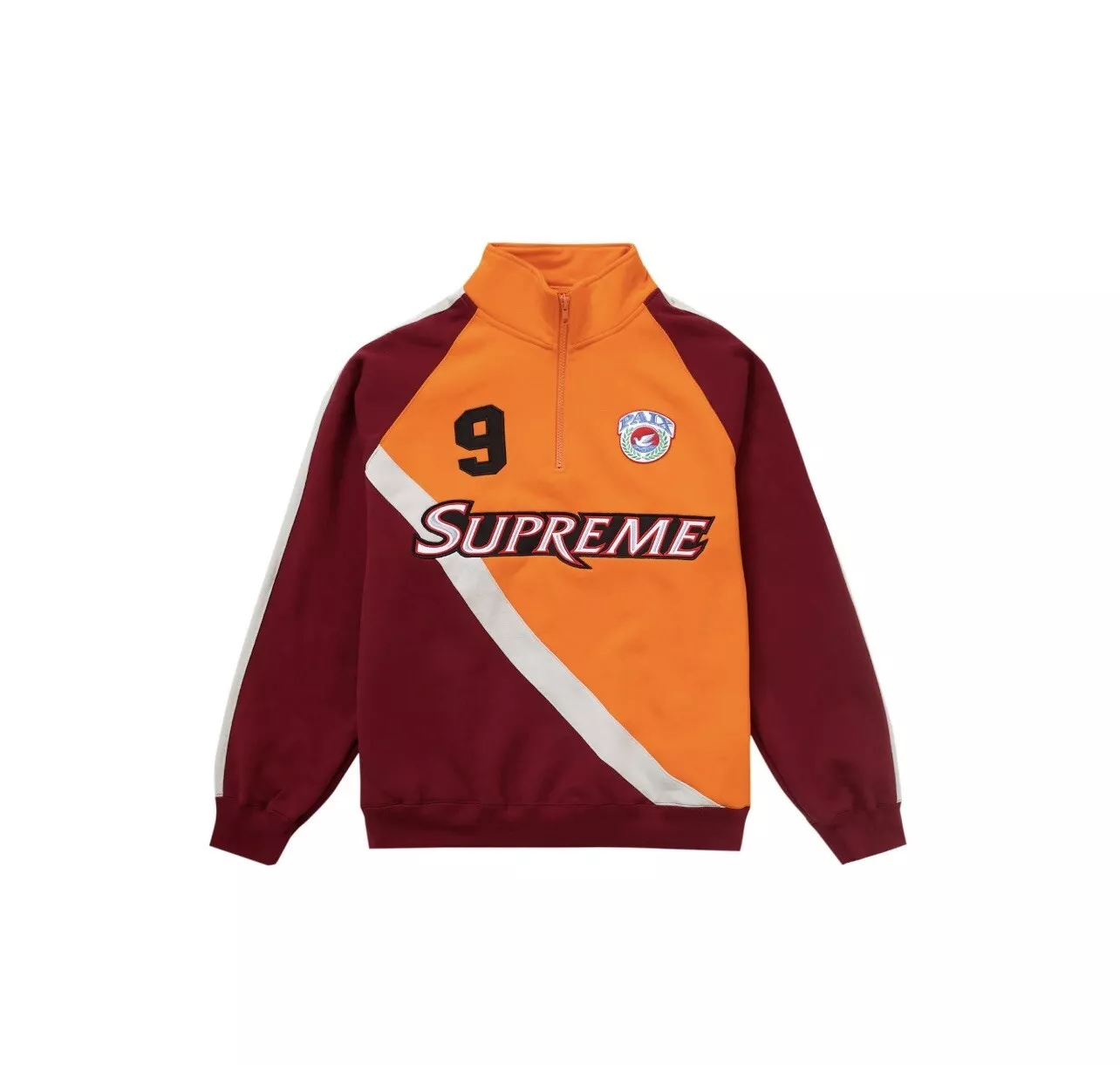 Sweat shirt à la main Supreme Equipé demi zippé orange foncé taille : XXL