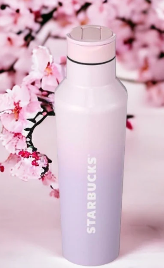 NEW Starbucks Sakura Corkcicle Flip-Straw Sport Canteen Overseas