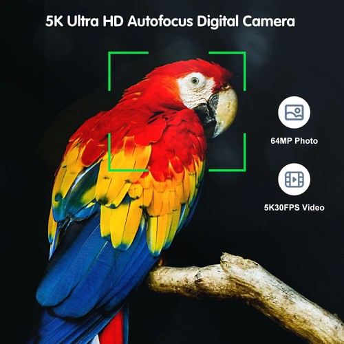 5K Digital Camera for Photography, 64MP Touch Screen Autofocus Vlogging Camera w - Picture 3 of 12