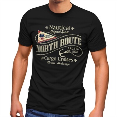 Herren T-Shirt North Route Nautik Anker Adventure Printshirt Fashion