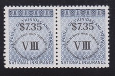 Pair of Trinidad and Tobago $7.35 National Insurance Stamps