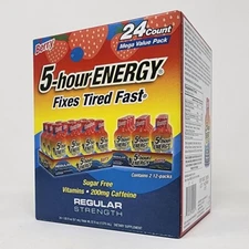 5-Hour Energy Shots, Berry Flavor Regular Strength Sugar-Free 24 Pack Exp: 09/26