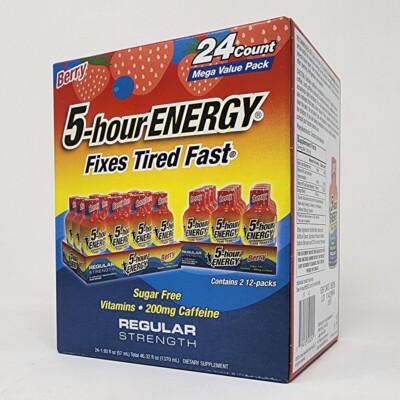 5-Hour Energy Shots, Berry Flavor Regular Strength Sugar-Free 24 Pack Exp: 05/27