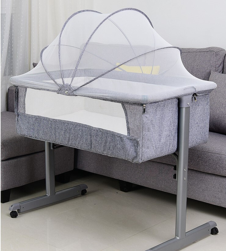 3 in 1 Baby Bedside Crib Adjustable Travel Cot Sleeper
