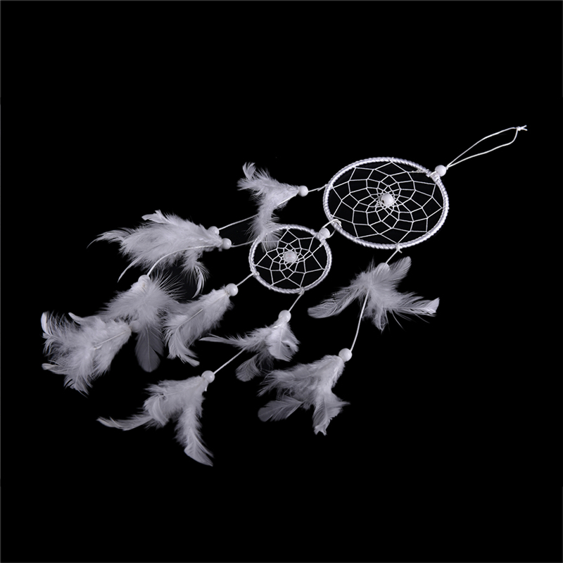 White Dream Catcher Circular With Feathers Wall Hanging Decoration
