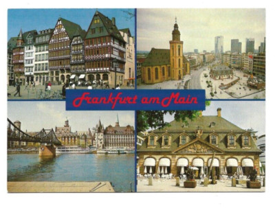 Frankfurt am Main: Vier Ansichten: Fachwerkhäuser - Romerburg, Main.