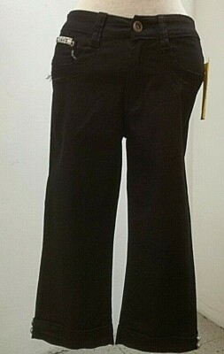 Capri-Damen, X-Max Jeans, Gr. 34, schwarz, Stretch, 72 cm Bundweite, Fife Poket