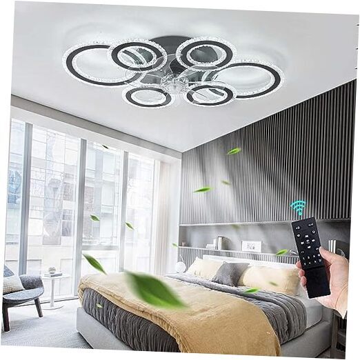 76cm Smart Ceiling Fan Light with DC Motor 6-Speed Black for Bedroom