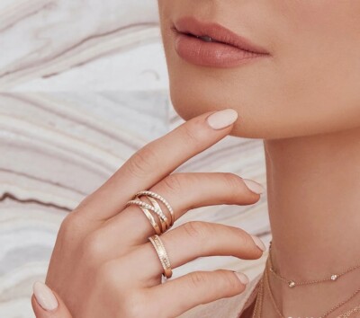 14K Rose Gold Diamond Crossover X Ring Bridge Crisscross Natural