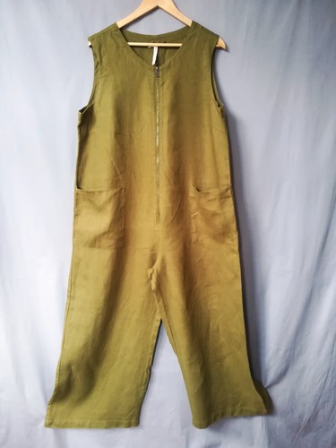 Thought Jumpsuit Size 18 Hemp Linen Caper Green Adrienne Overall RRP £99 - Picture 3 of 13