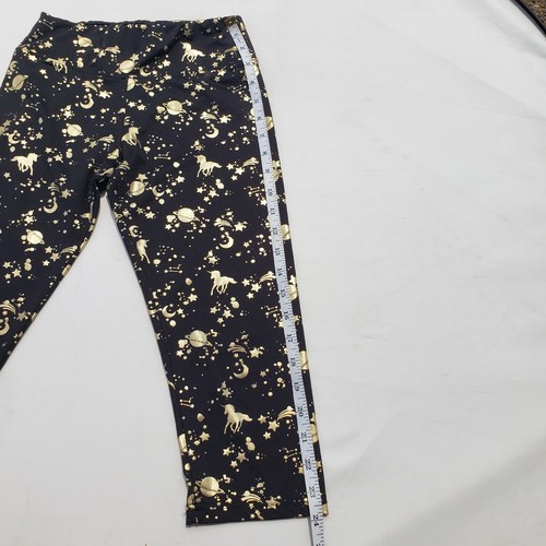 Girls Justice Capri Legging Size 12 Black Gold Unicorn Solar System - Picture 5 of 5