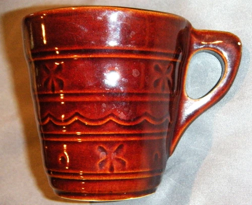 MCM MARCREST MCR2 Daisy & Dot Brown Glazed Stoneware Cups & Saucers