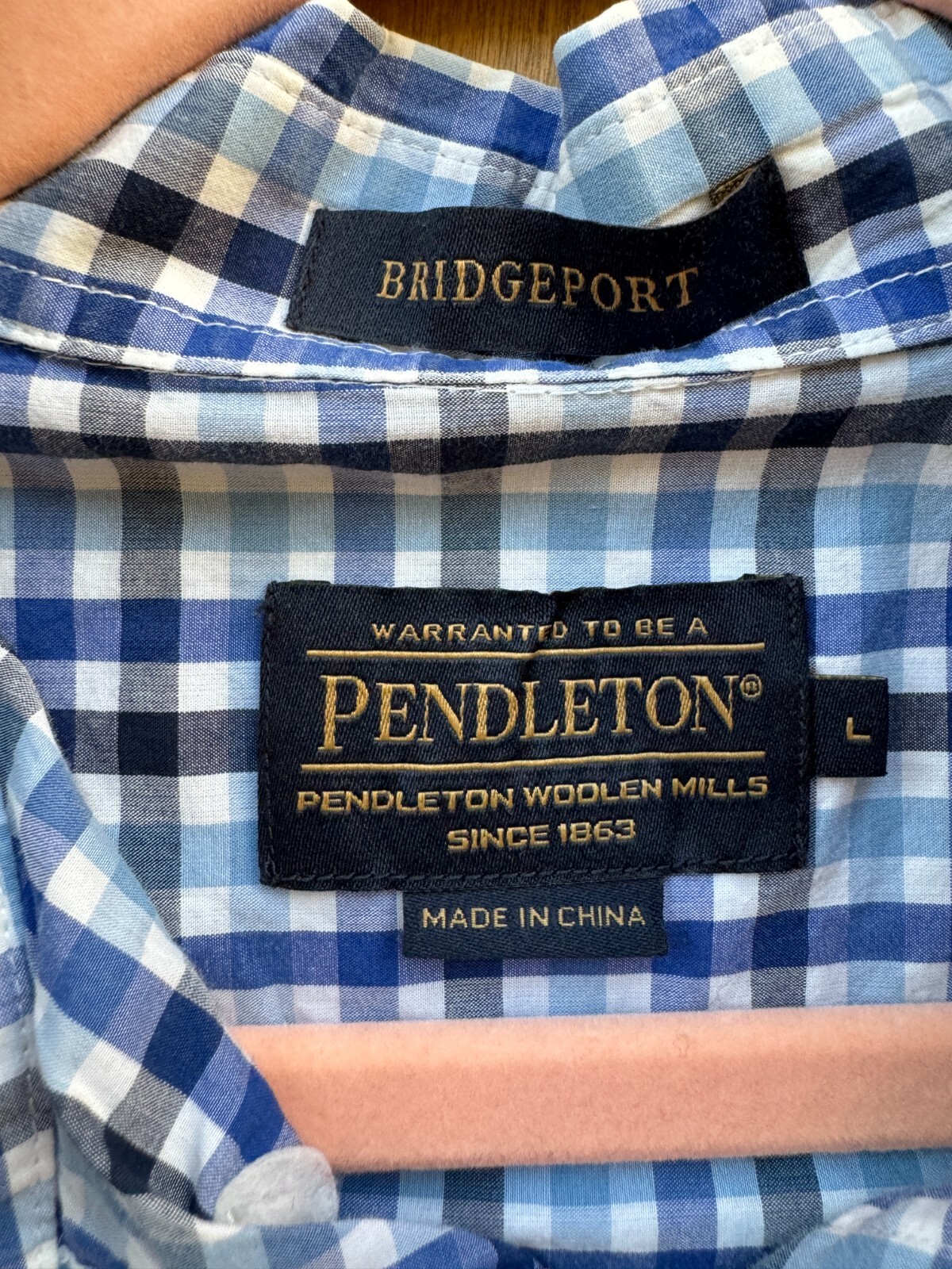 Pendleton Bridgeport Blue Checked Long Sleeve But… - image 6