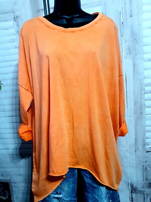 Damen Langarm Shirt vokuhila  basic uni+Leo viele Farben oversize  bis Gr. 46/48