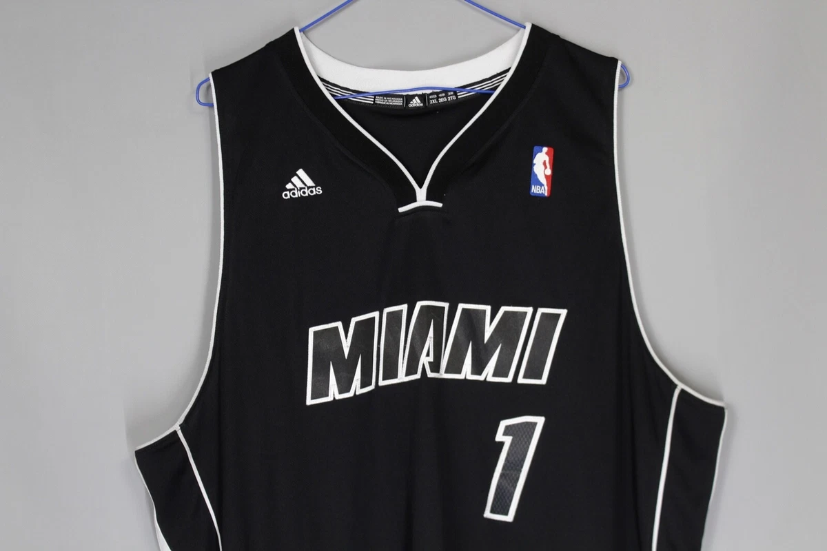 MIAMI HEAT NBA BASKETBALL JERSEY SHIRT #1 BOSH BLACK OUT ADIDAS