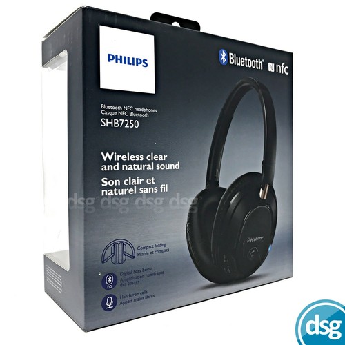 PHILIPS Cuffie Bluetooth Wireless-Cuffie pieghevoli-NFC-Nero-SHB7250B | eBay