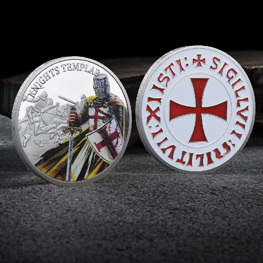 Silver Plated Knights Templar Commemorative Coin Gift Souvenir Red Crusaders
