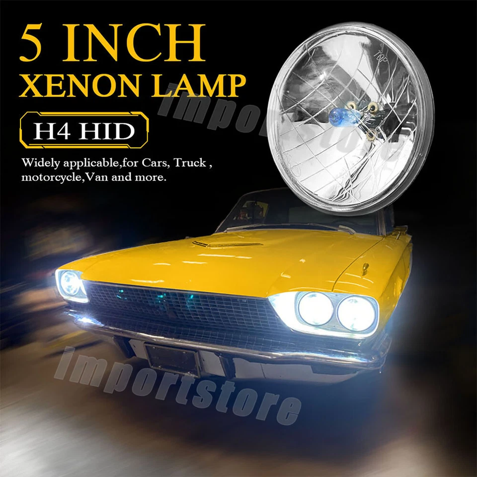 4PC Fit Ford Galaxie 500 1962-1974 DOT 5.75" 5-3/4inch Headlights Halogen H5009 - Image 3 of 4