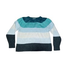 Loft Medium Ombre Teal Blue Striped Knit Sweater