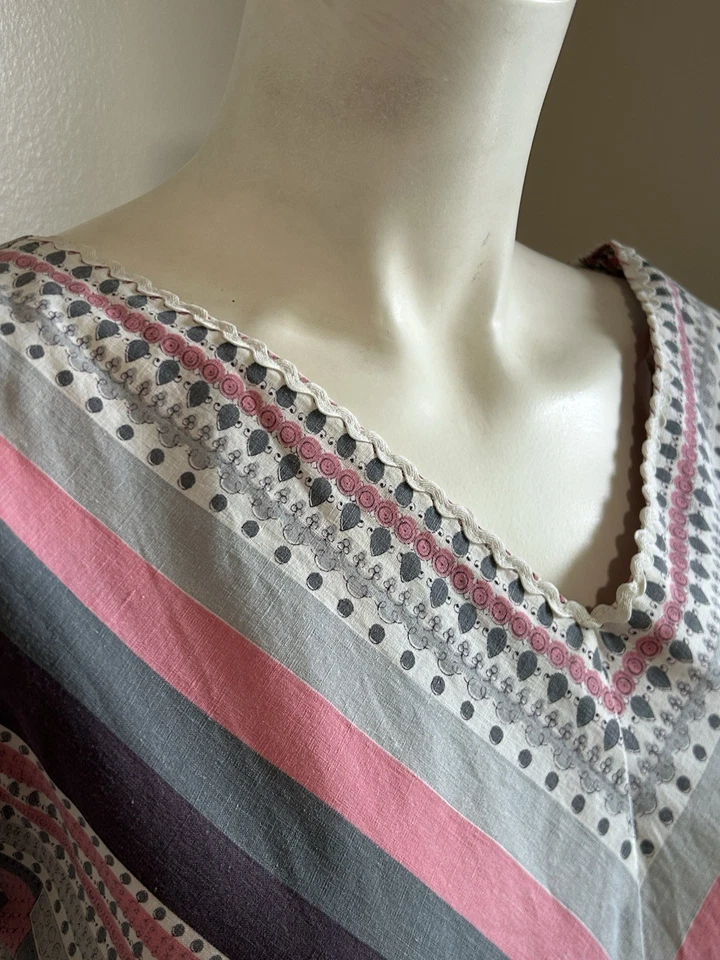 Vestido camisero rockabilly vintage Chevron rosa gris patrón rayas años 50 Foto 3 de 4