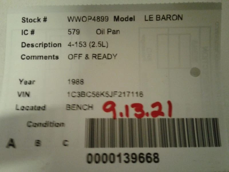 Oil Pan 4-153 2.5L Fits 86-88 ARIES 650391 - Image 4 of 4